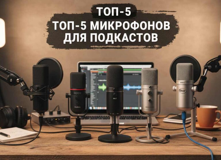 Обложка статьи «Рейтинг 5 лучших микрофонов для записи подкаста в 2025 году»